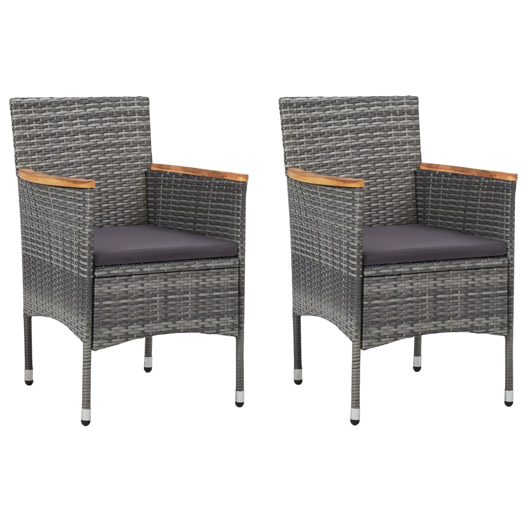 3-delige Bistroset poly rattan en gehard glas grijs is nu te koop bij PeponiXL, paradijselijk wonen!