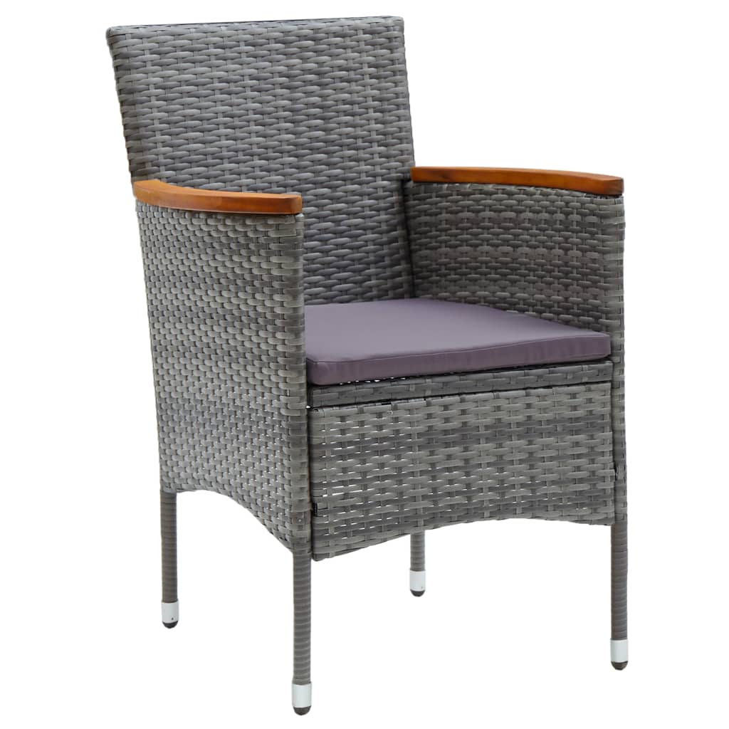 3-delige Bistroset poly rattan en gehard glas grijs is nu te koop bij PeponiXL, paradijselijk wonen!