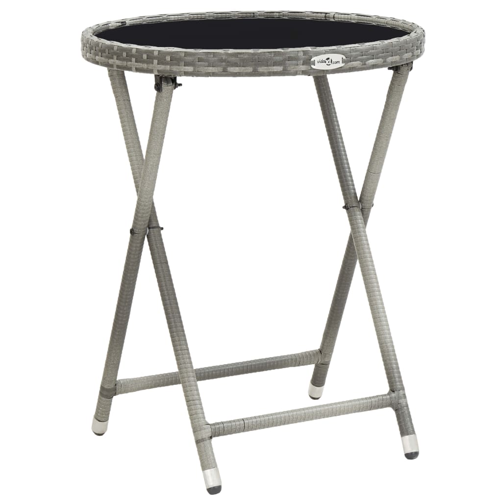 3-delige Bistroset poly rattan en gehard glas grijs is nu te koop bij PeponiXL, paradijselijk wonen!
