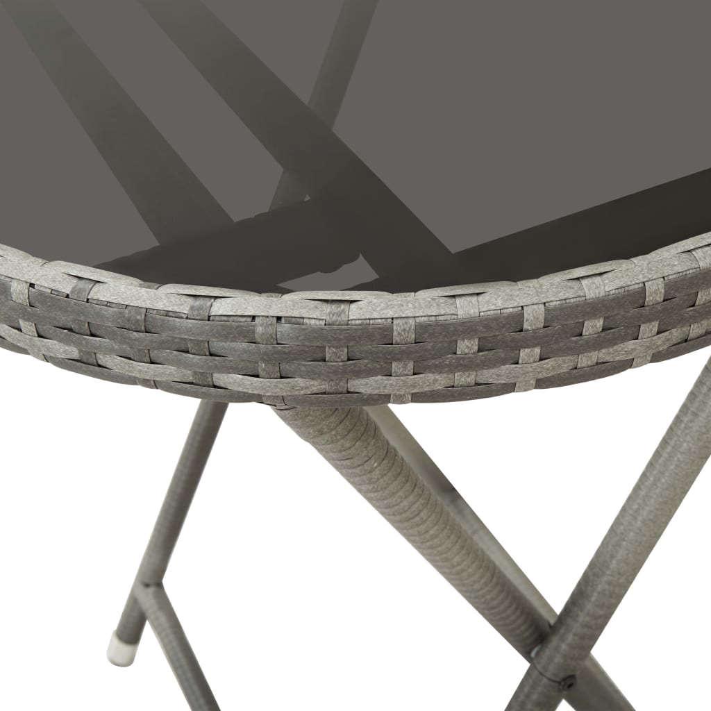 3-delige Bistroset poly rattan en gehard glas grijs is nu te koop bij PeponiXL, paradijselijk wonen!