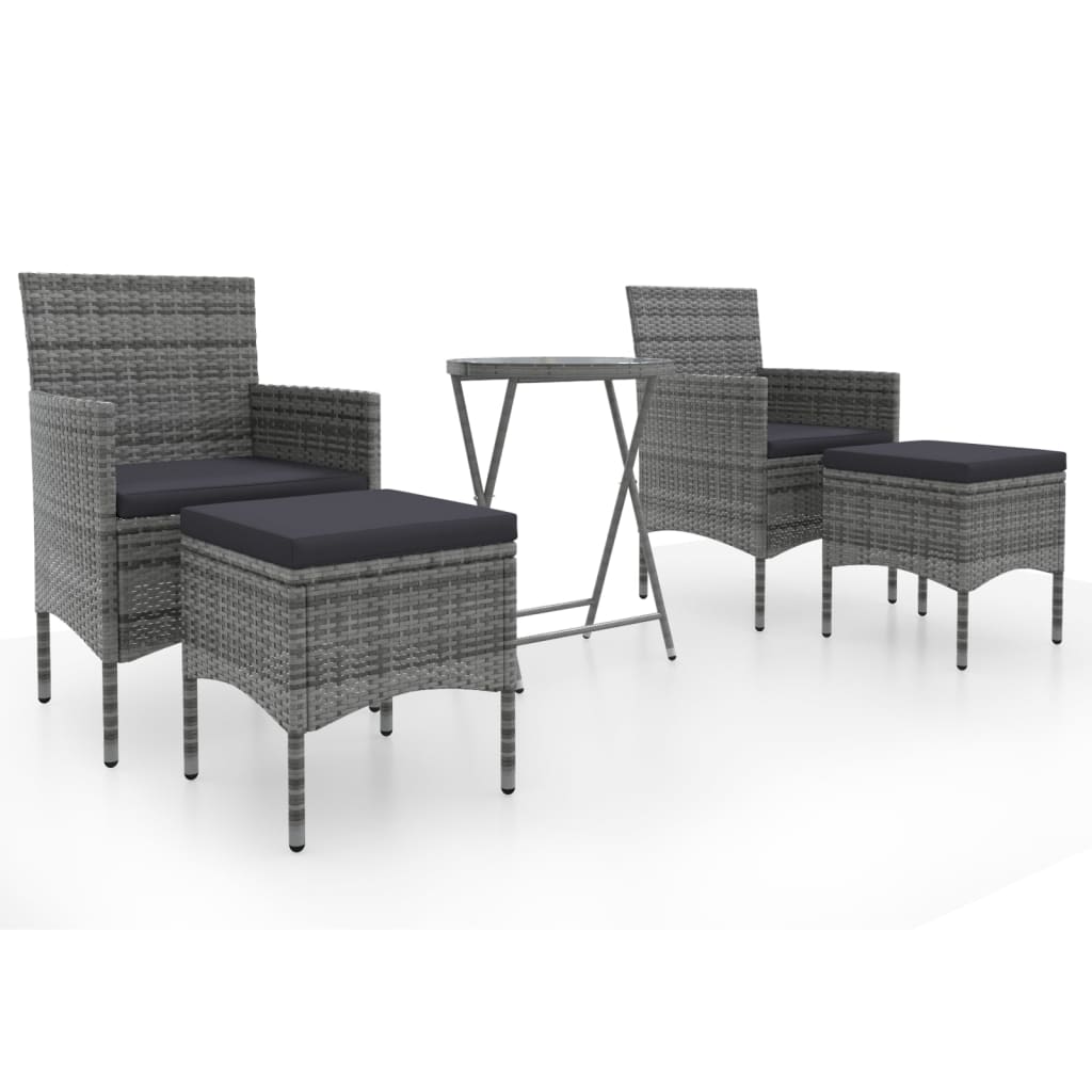 5-delige Bistroset poly rattan en gehard glas grijs is nu te koop bij PeponiXL, paradijselijk wonen!