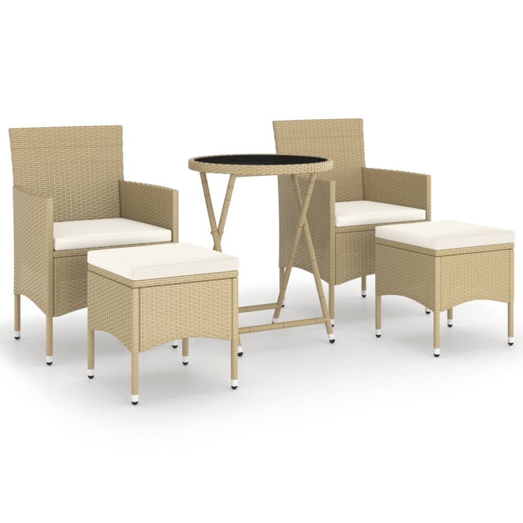 5-delige Bistroset poly rattan en gehard glas beige is nu te koop bij PeponiXL, paradijselijk wonen!