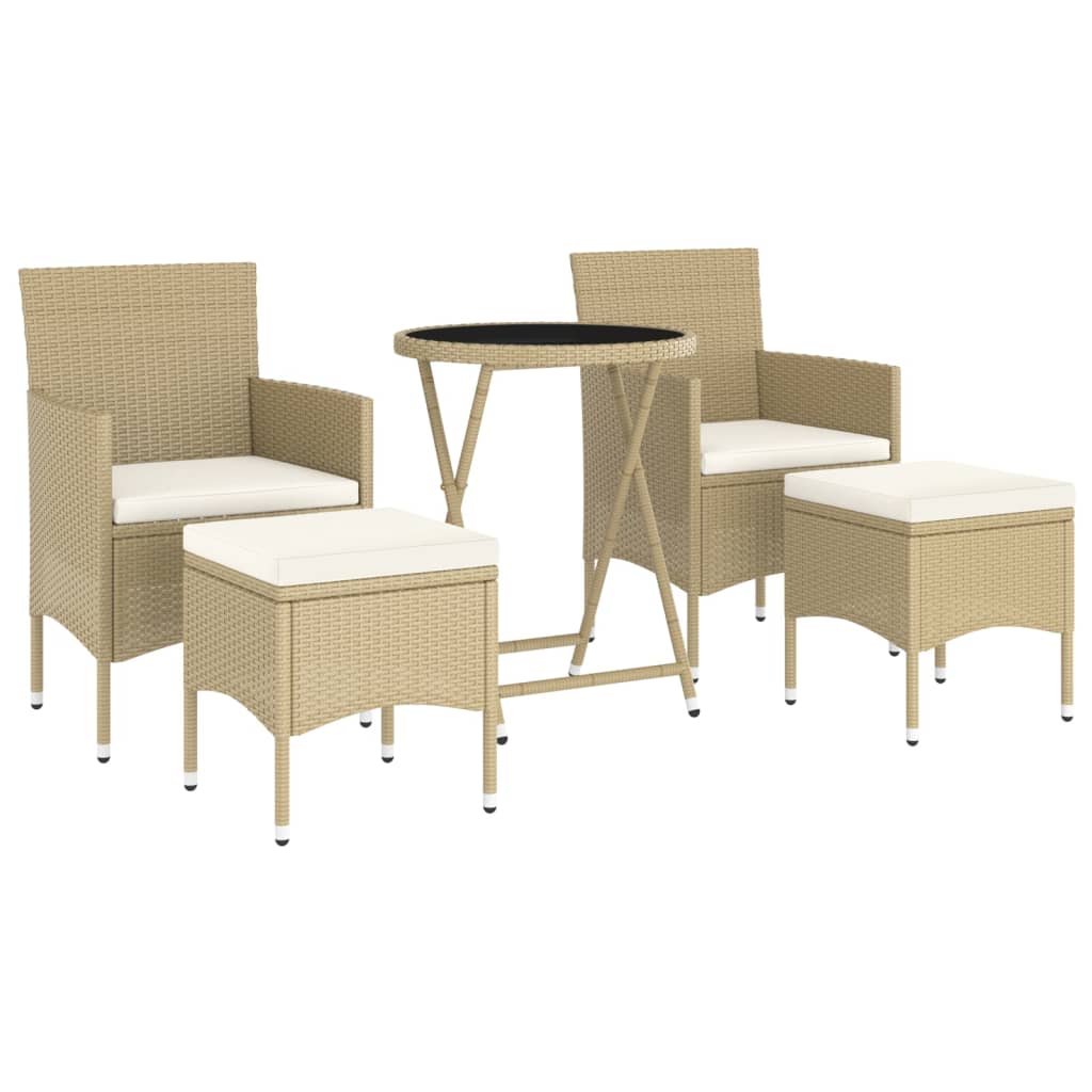 5-delige Bistroset poly rattan en gehard glas beige is nu te koop bij PeponiXL, paradijselijk wonen!