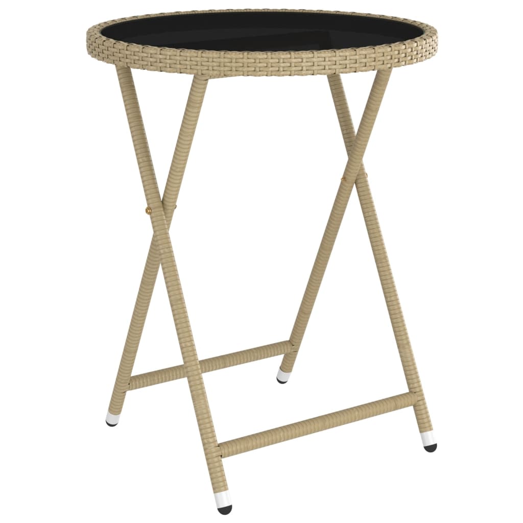 5-delige Bistroset poly rattan en gehard glas beige is nu te koop bij PeponiXL, paradijselijk wonen!