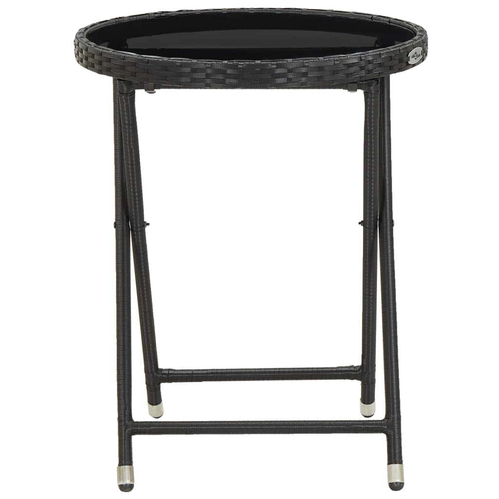 5-delige Bistroset poly rattan en gehard glas zwart