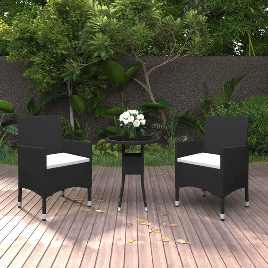 3-delige Tuinset poly rattan zwart is nu te koop bij PeponiXL, paradijselijk wonen!