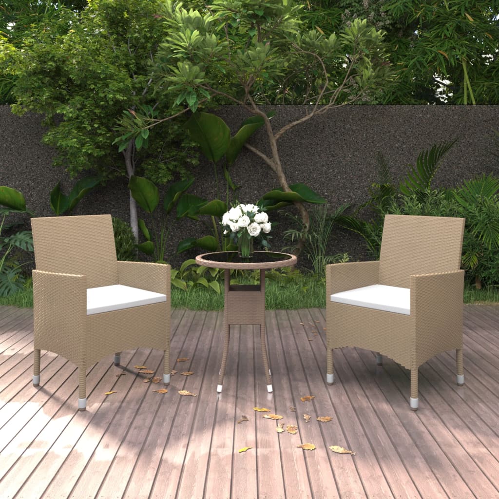 3-delige Tuinset poly rattan beige is nu te koop bij PeponiXL, paradijselijk wonen!