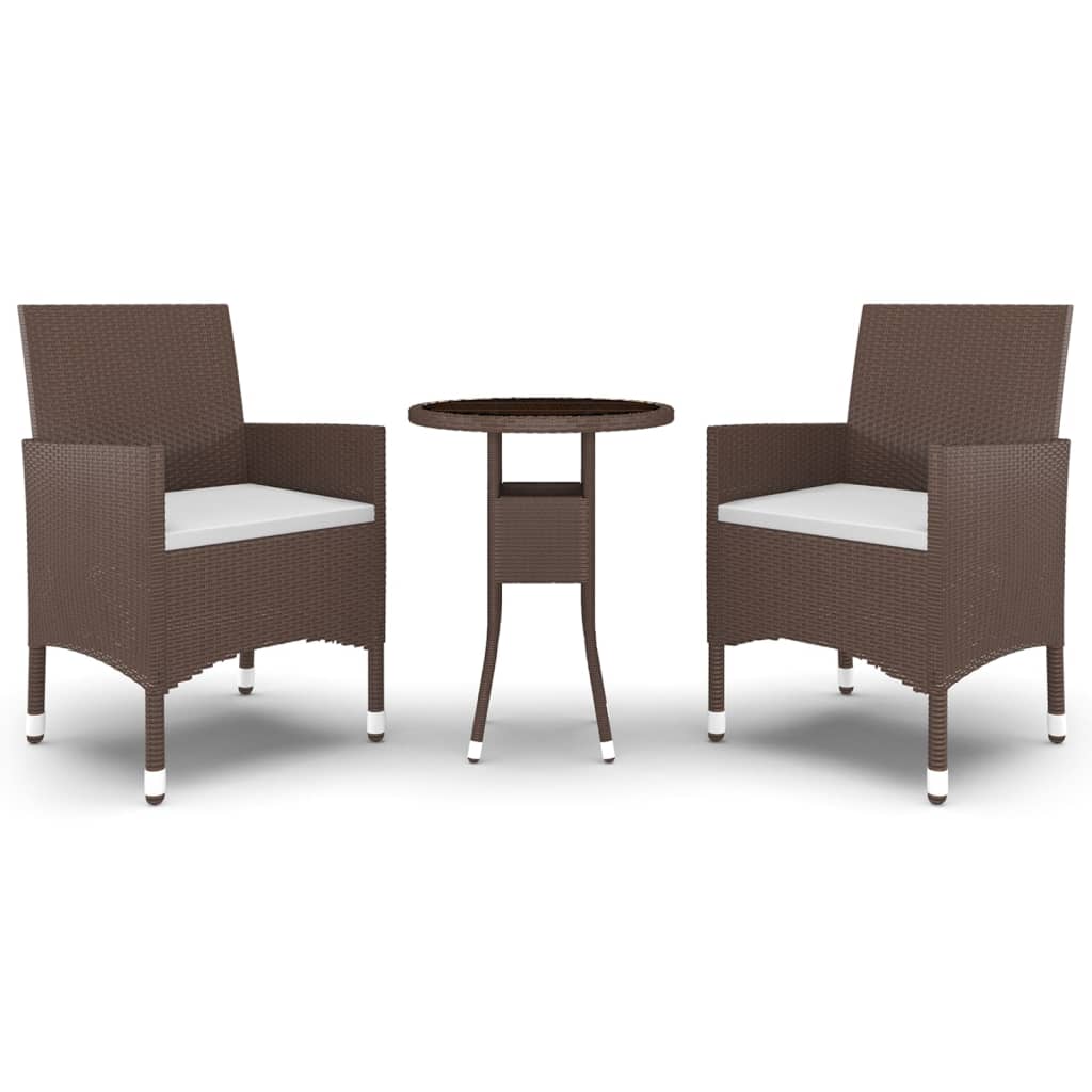 3-delige Tuinset poly rattan bruin