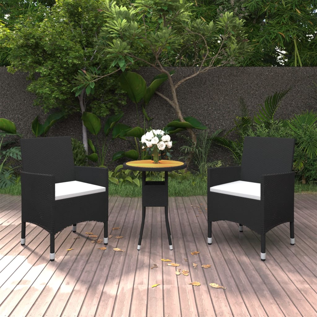 3-delige Tuinset poly rattan zwart is nu te koop bij PeponiXL, paradijselijk wonen!