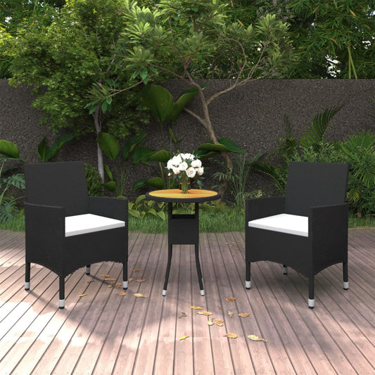 3-delige Tuinset poly rattan zwart is nu te koop bij PeponiXL, paradijselijk wonen!