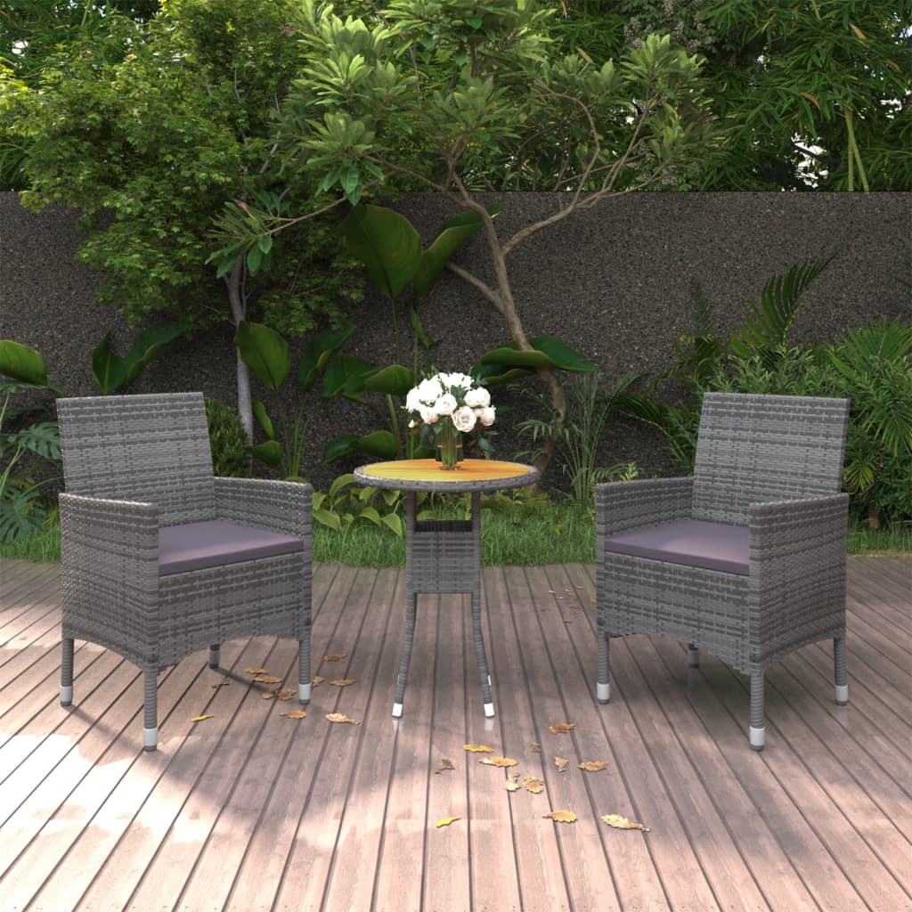 3-delige Tuinset poly rattan grijs is nu te koop bij PeponiXL, paradijselijk wonen!