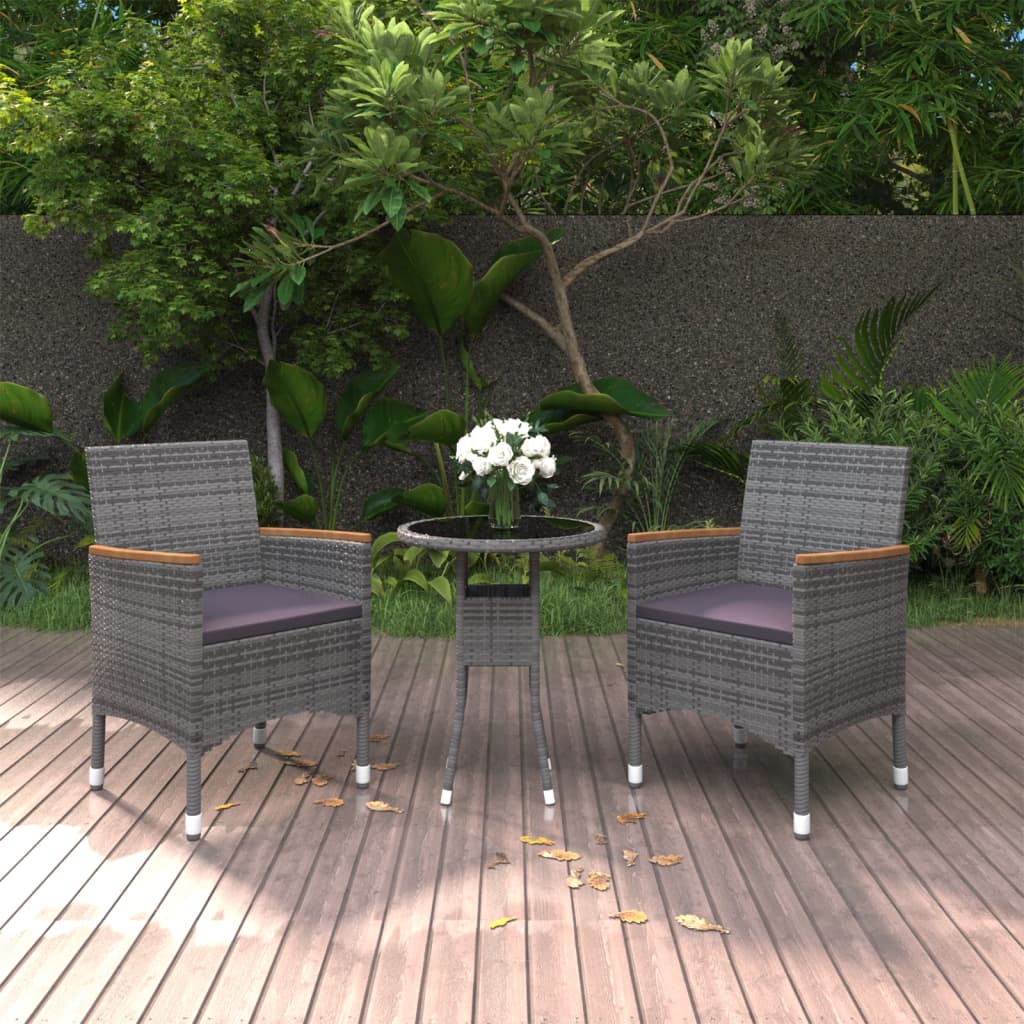 3-delige Tuinset poly rattan grijs is nu te koop bij PeponiXL, paradijselijk wonen!