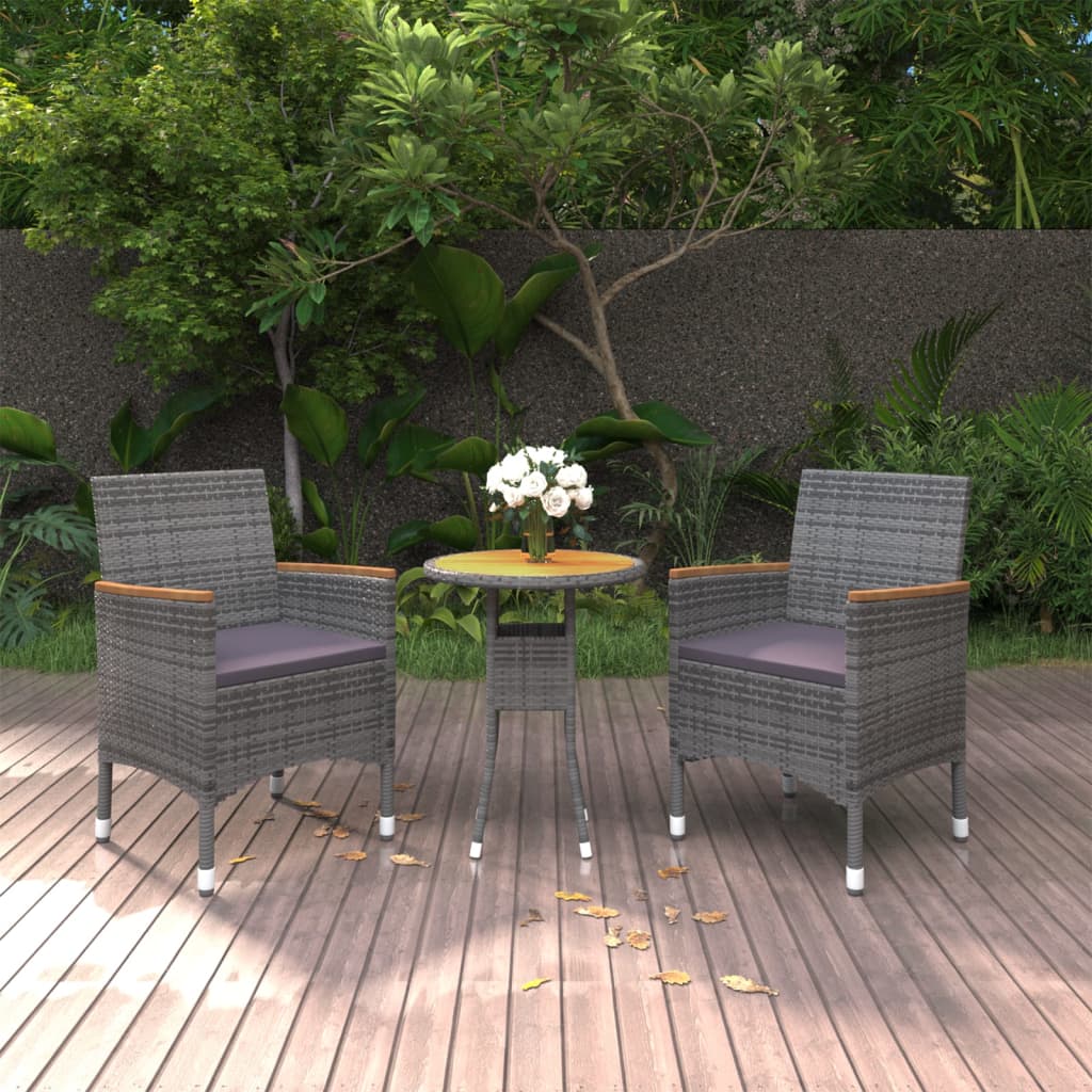3-delige Tuinset poly rattan grijs is nu te koop bij PeponiXL, paradijselijk wonen!