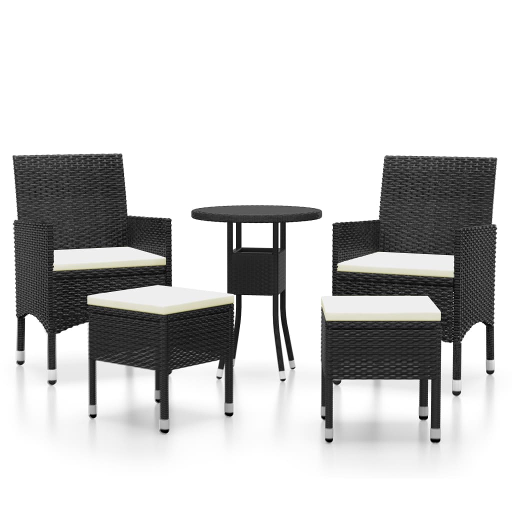 5-delige Loungeset poly rattan zwart is nu te koop bij PeponiXL, paradijselijk wonen!