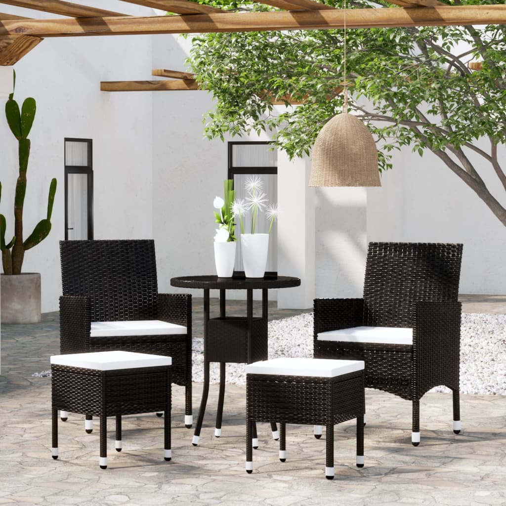 5-delige Loungeset poly rattan zwart is nu te koop bij PeponiXL, paradijselijk wonen!