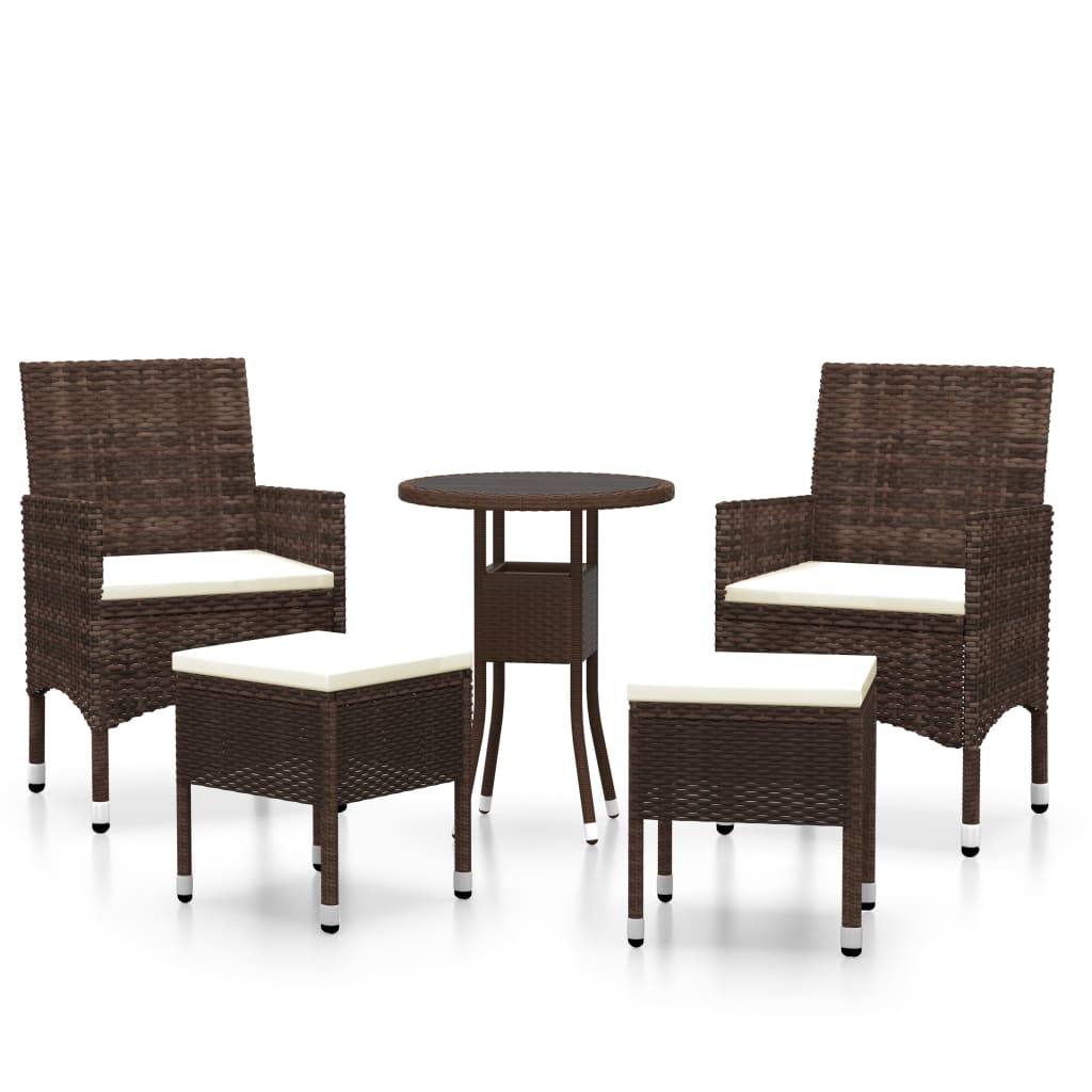 5-delige Loungeset poly rattan bruin is nu te koop bij PeponiXL, paradijselijk wonen!