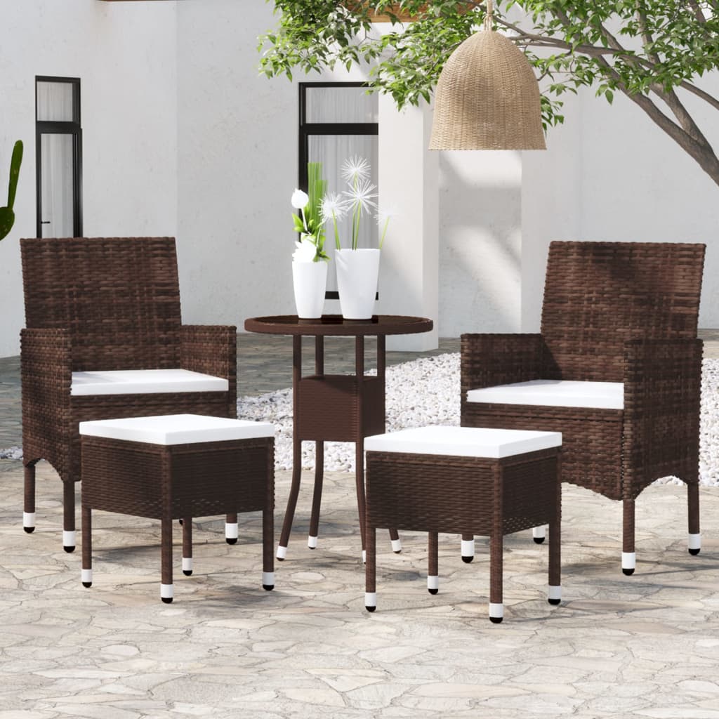 5-delige Loungeset poly rattan bruin is nu te koop bij PeponiXL, paradijselijk wonen!