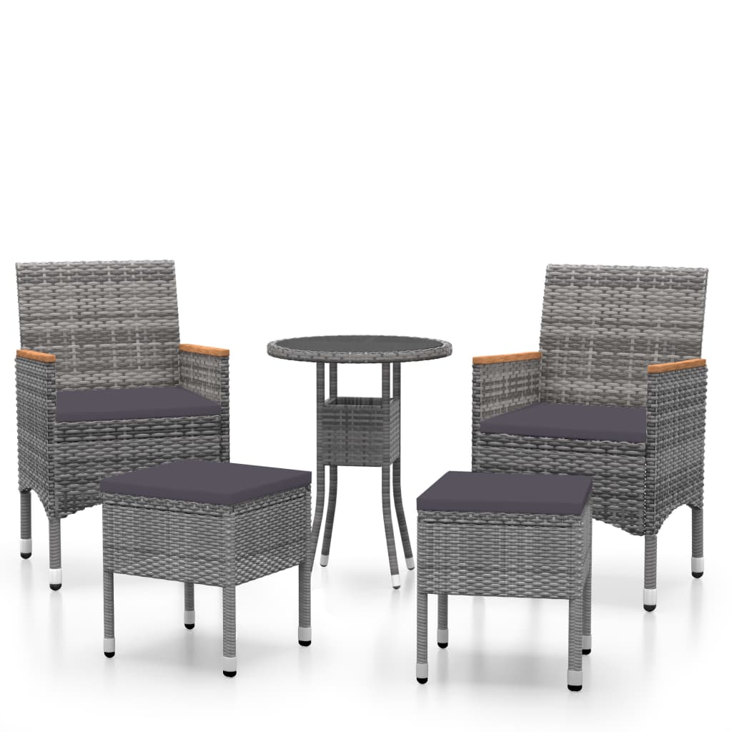 5-delige Loungeset poly rattan grijs is nu te koop bij PeponiXL, paradijselijk wonen!