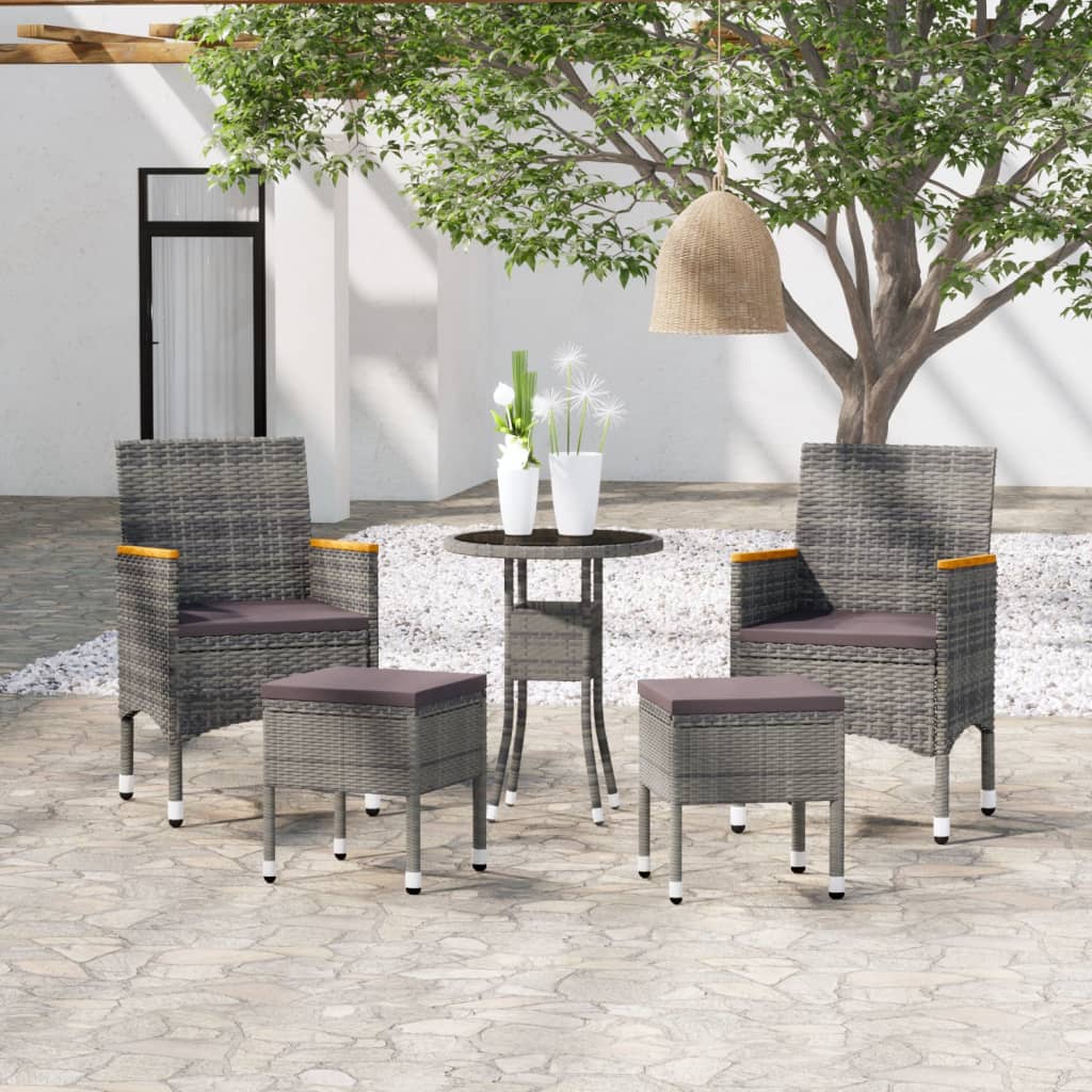 5-delige Loungeset poly rattan grijs is nu te koop bij PeponiXL, paradijselijk wonen!