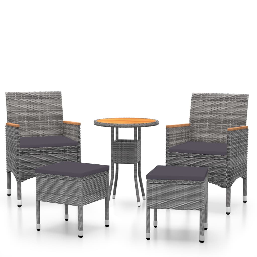 5-delige Loungeset poly rattan grijs is nu te koop bij PeponiXL, paradijselijk wonen!