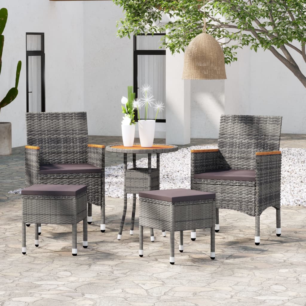 5-delige Loungeset poly rattan grijs is nu te koop bij PeponiXL, paradijselijk wonen!