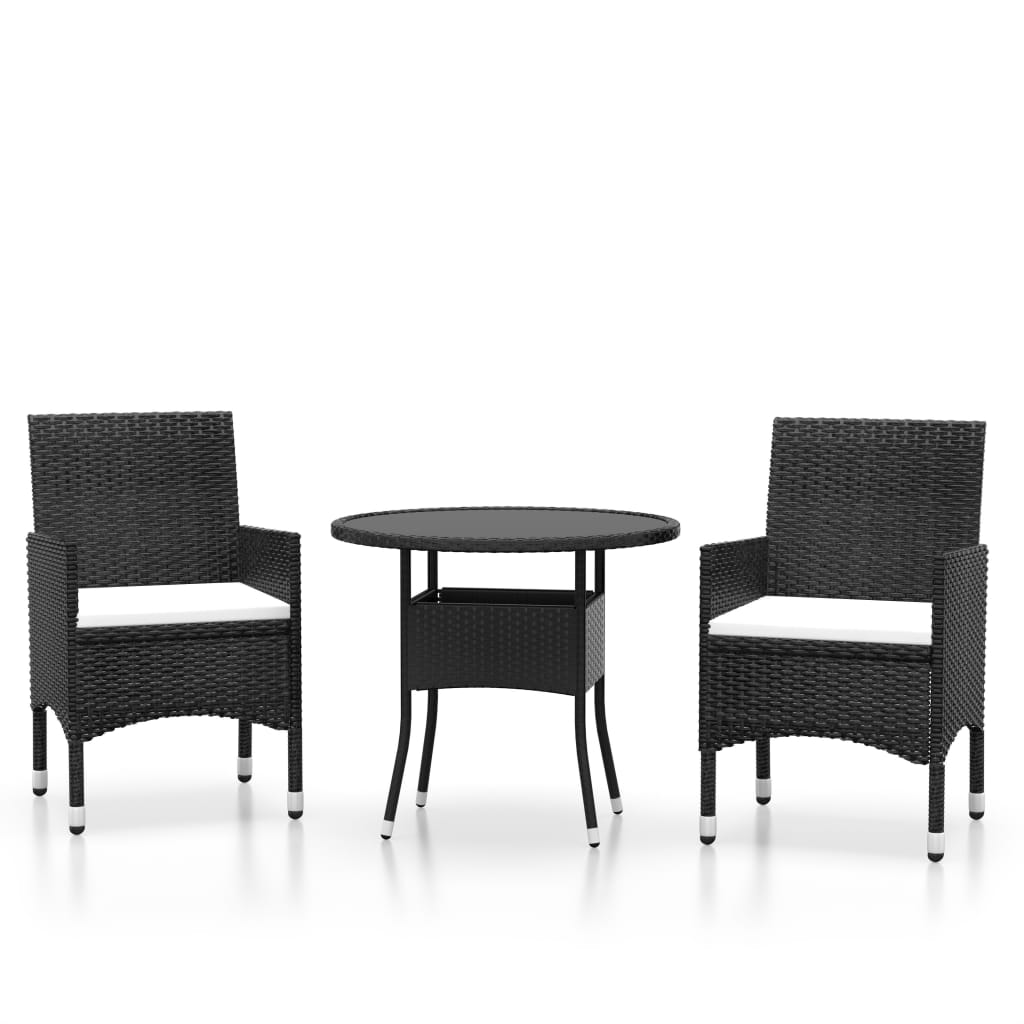 3-delige Tuinset poly rattan zwart is nu te koop bij PeponiXL, paradijselijk wonen!