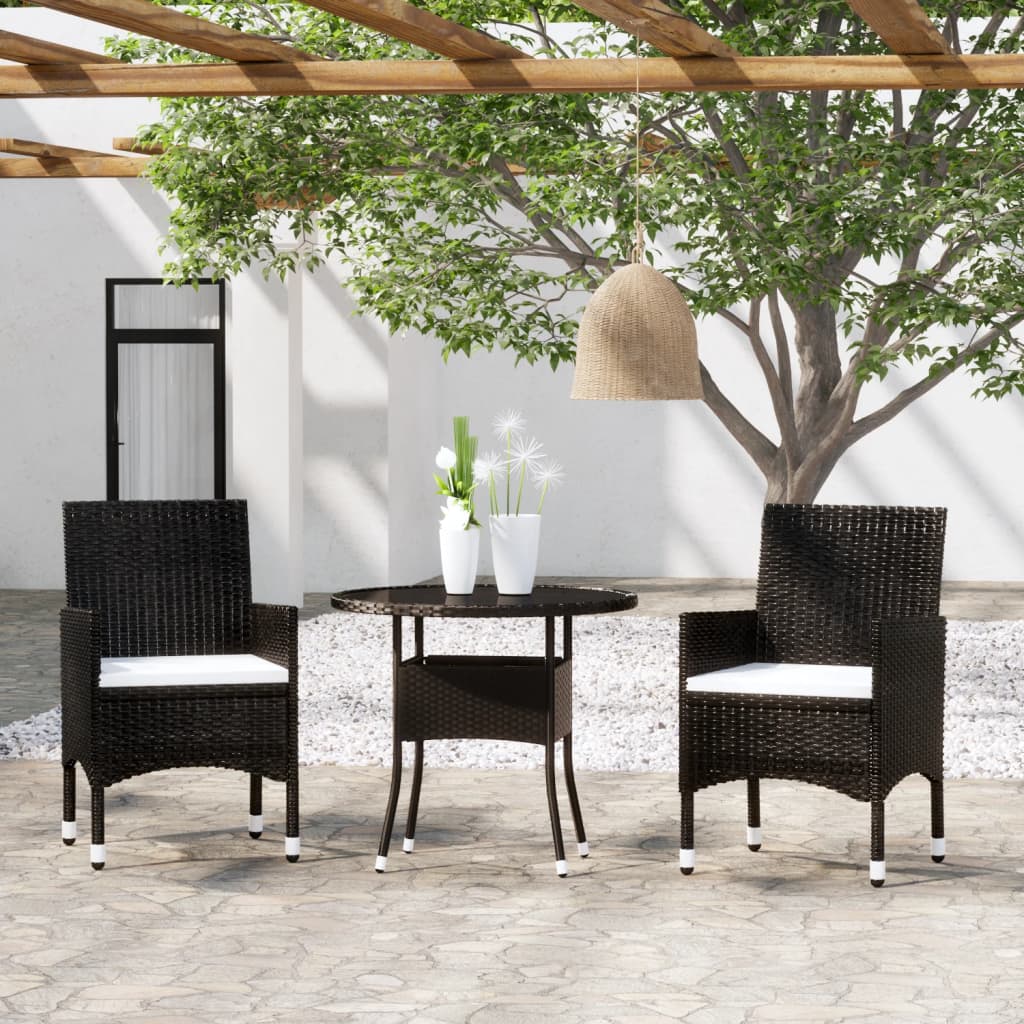 3-delige Tuinset poly rattan zwart is nu te koop bij PeponiXL, paradijselijk wonen!