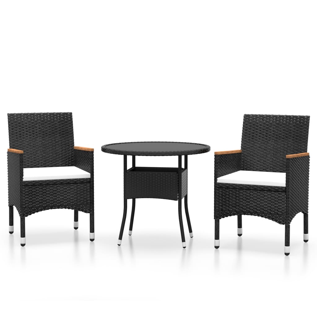 3-delige Tuinset poly rattan zwart is nu te koop bij PeponiXL, paradijselijk wonen!