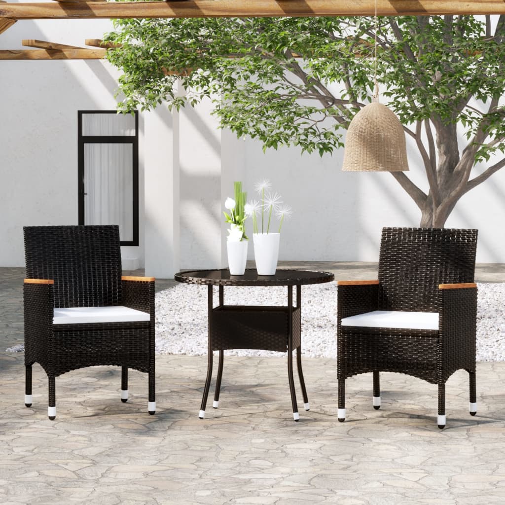3-delige Tuinset poly rattan zwart is nu te koop bij PeponiXL, paradijselijk wonen!