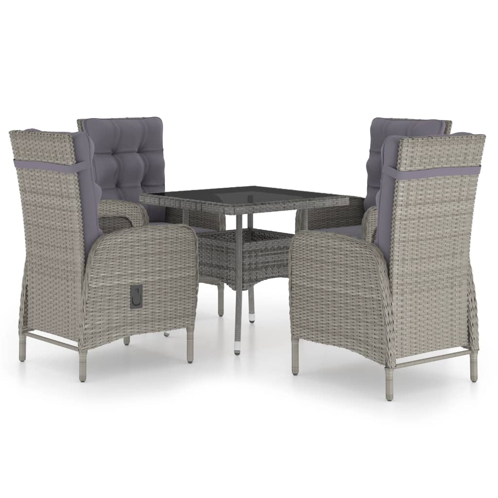 5-delige Tuinset poly rattan en glas grijs is nu te koop bij PeponiXL, paradijselijk wonen!