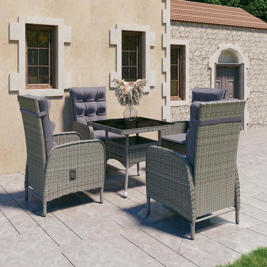 5-delige Tuinset poly rattan en glas grijs is nu te koop bij PeponiXL, paradijselijk wonen!
