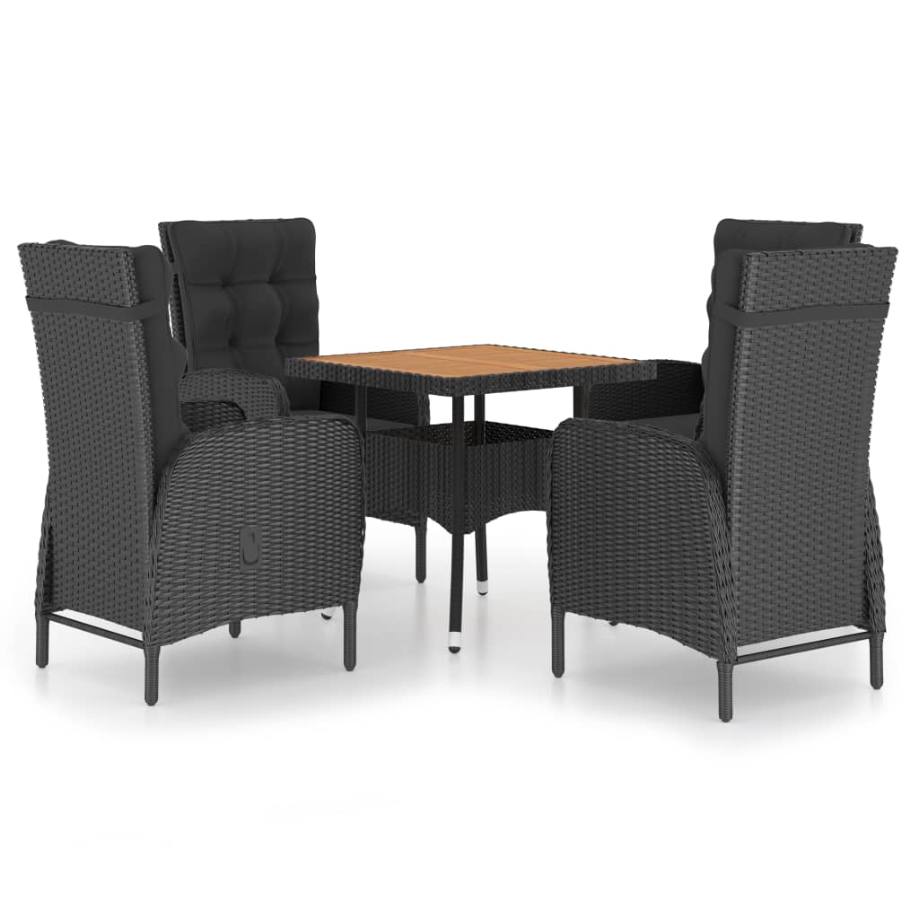5-delige Tuinset poly rattan en acaciahout zwart is nu te koop bij PeponiXL, paradijselijk wonen!