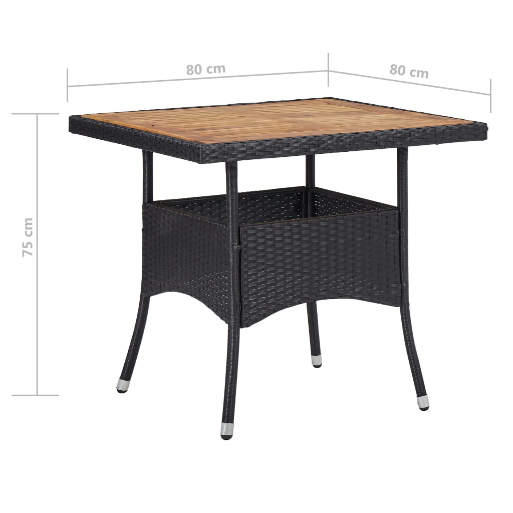 5-delige Tuinset poly rattan en acaciahout zwart is nu te koop bij PeponiXL, paradijselijk wonen!