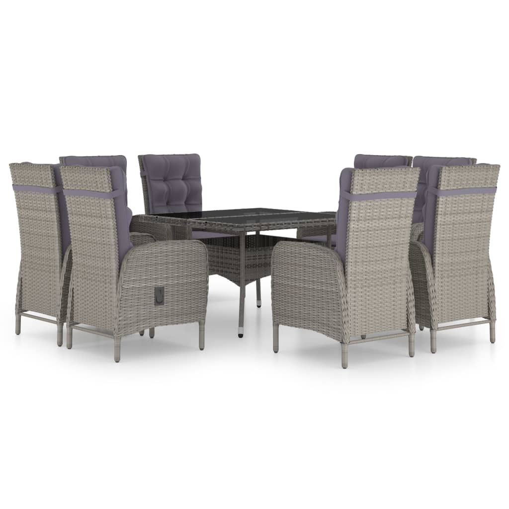 9-delige Tuinset poly rattan en glas grijs is nu te koop bij PeponiXL, paradijselijk wonen!