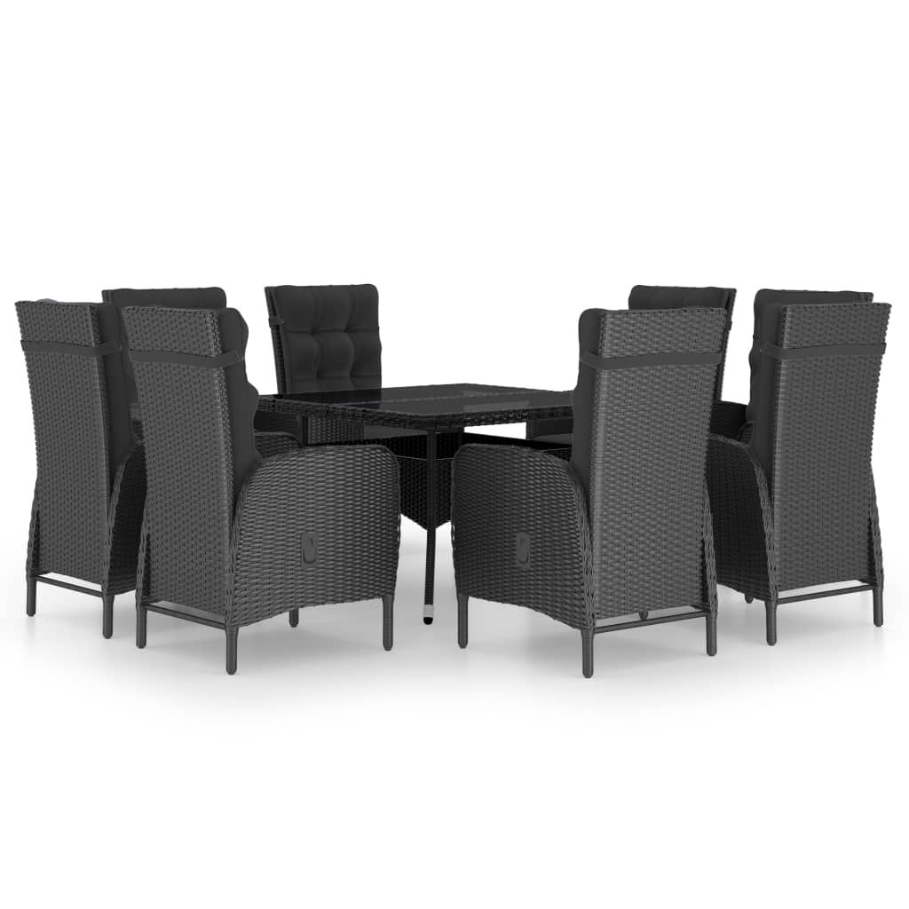 9-delige Tuinset poly rattan en glas zwart is nu te koop bij PeponiXL, paradijselijk wonen!
