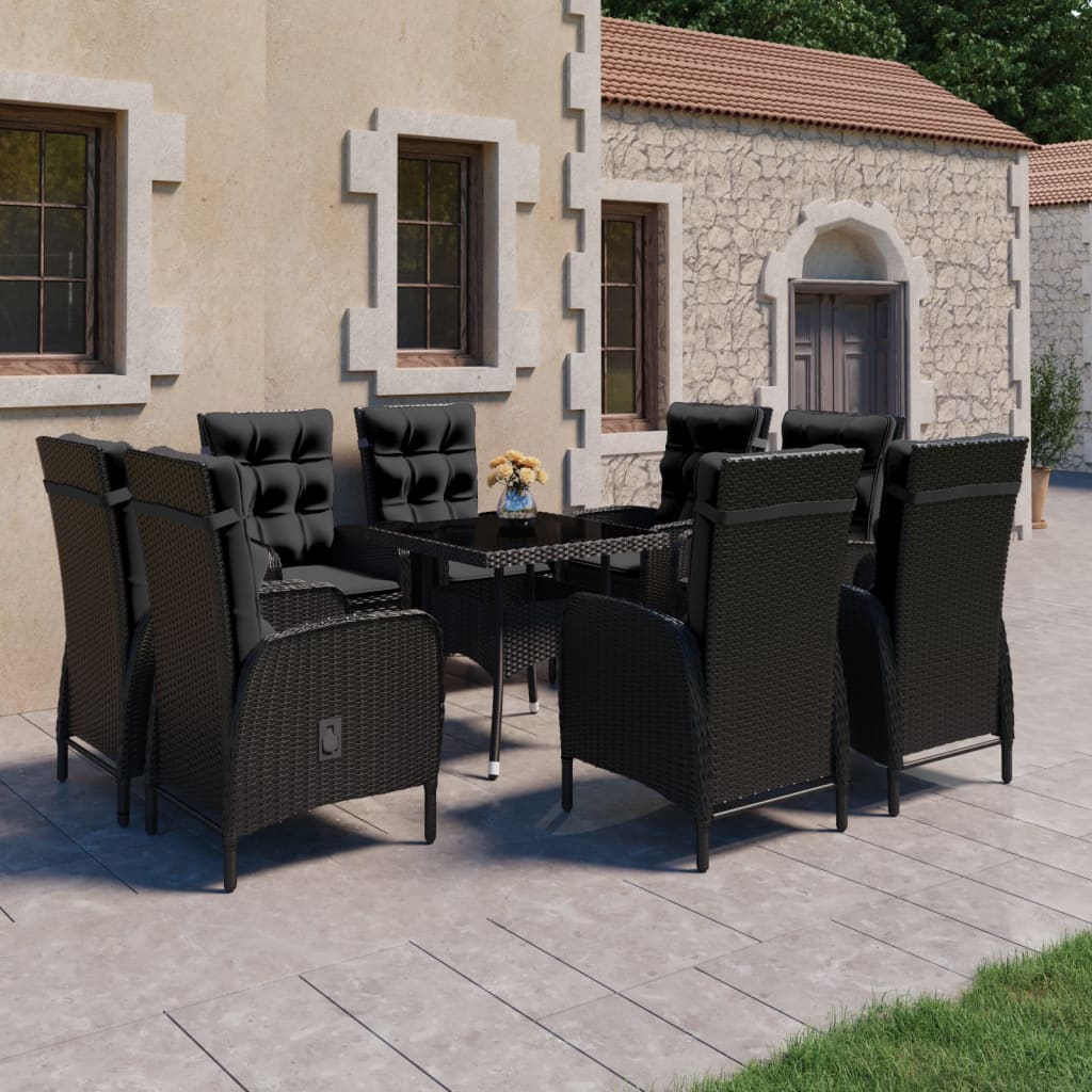 9-delige Tuinset poly rattan en glas zwart is nu te koop bij PeponiXL, paradijselijk wonen!