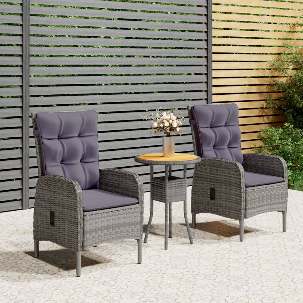 3-delige Tuinset poly rattan grijs is nu te koop bij PeponiXL, paradijselijk wonen!