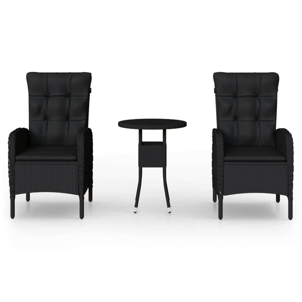 3-delige Bistroset poly rattan zwart is nu te koop bij PeponiXL, paradijselijk wonen!