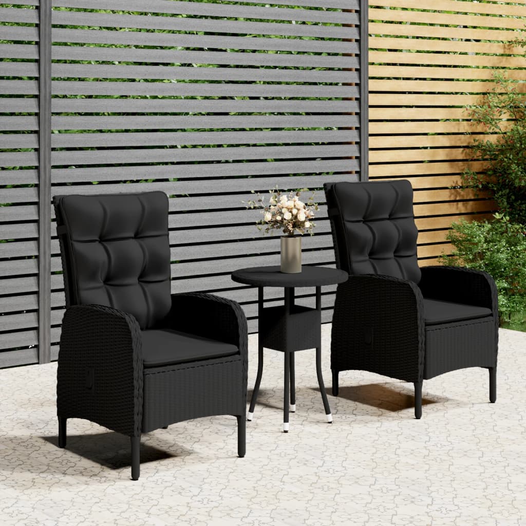 3-delige Bistroset poly rattan zwart is nu te koop bij PeponiXL, paradijselijk wonen!