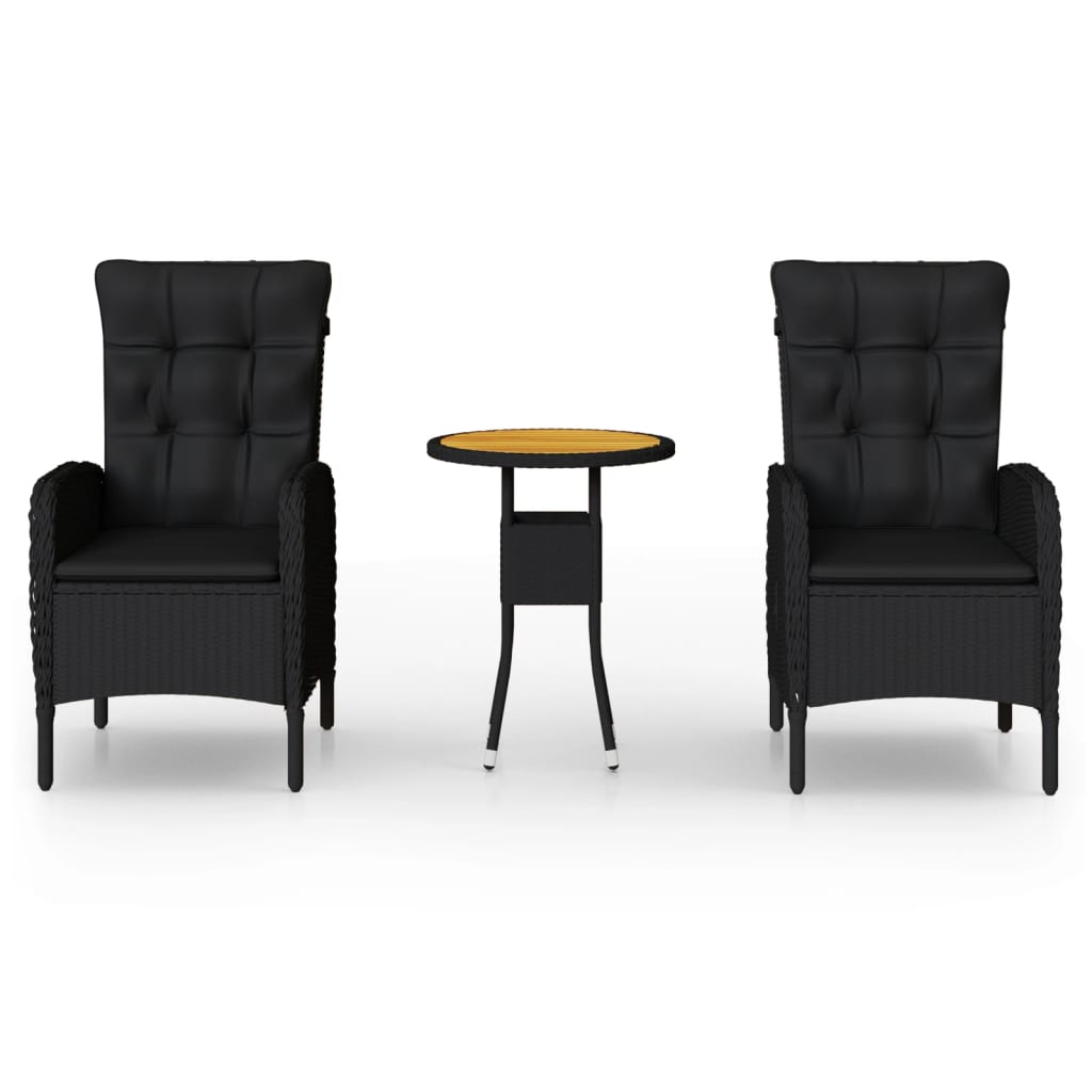 3-delige Tuinset poly rattan zwart is nu te koop bij PeponiXL, paradijselijk wonen!