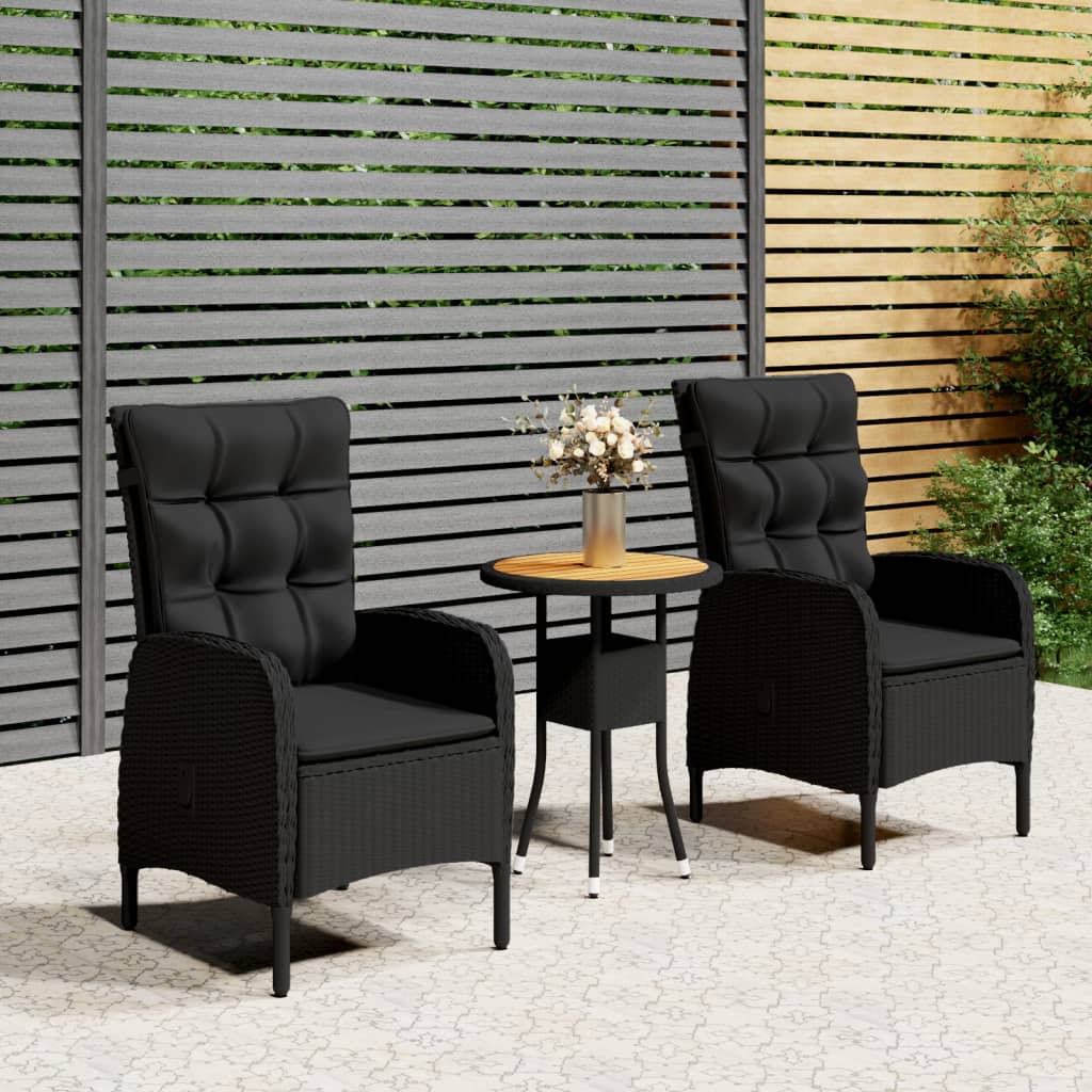 3-delige Tuinset poly rattan zwart is nu te koop bij PeponiXL, paradijselijk wonen!