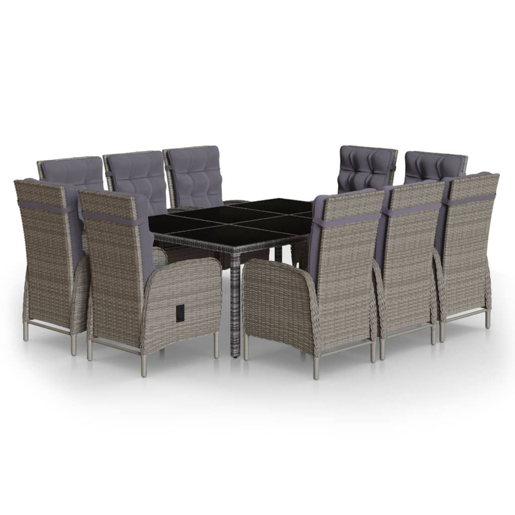 11-delige Tuinset poly rattan grijs is nu te koop bij PeponiXL, paradijselijk wonen!