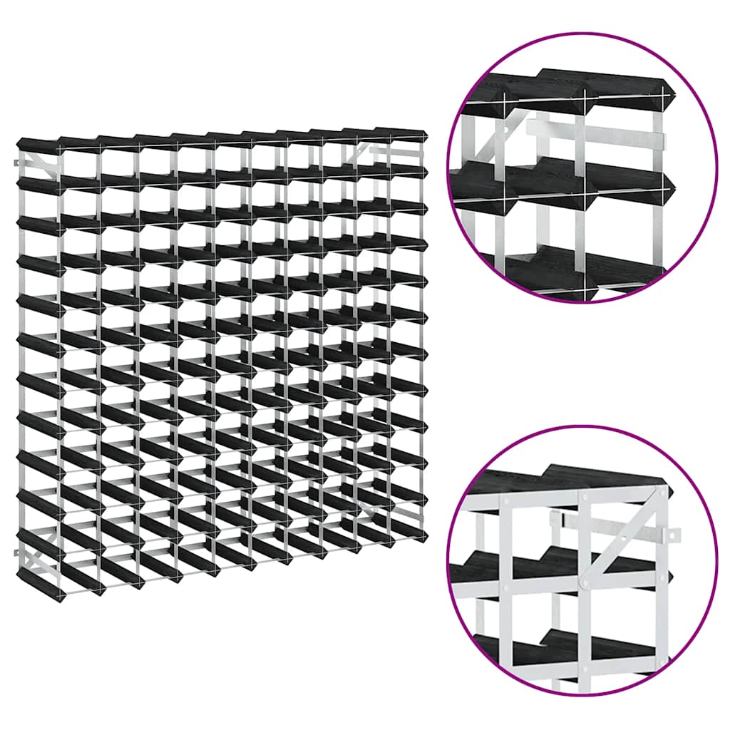 Wijnrek voor 120 flessen massief grenenhout zwart is nu te koop bij PeponiXL, paradijselijk wonen!