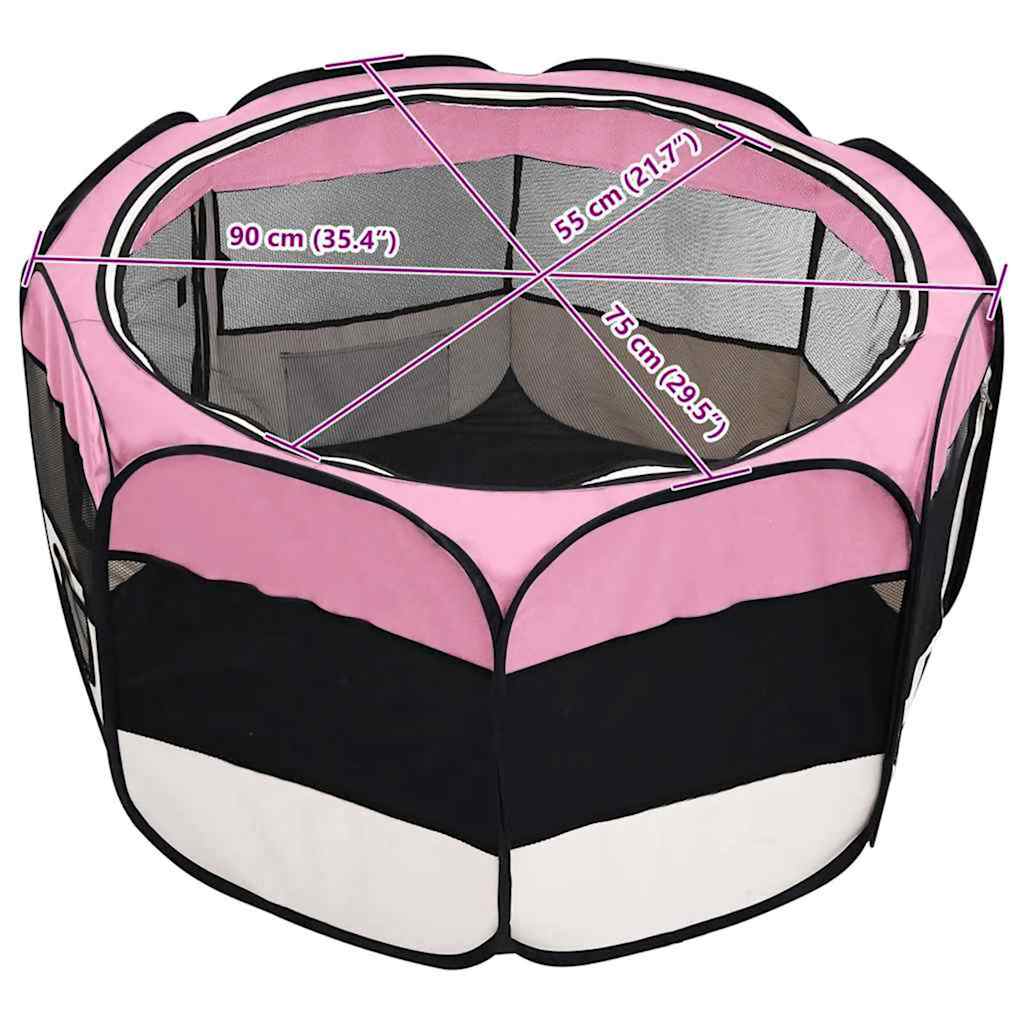 Hondenren inklapbaar met draagtas 90x90x58 cm roze is nu te koop bij PeponiXL, paradijselijk wonen!
