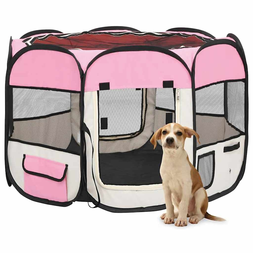 Hondenren inklapbaar met draagtas 90x90x58 cm roze is nu te koop bij PeponiXL, paradijselijk wonen!