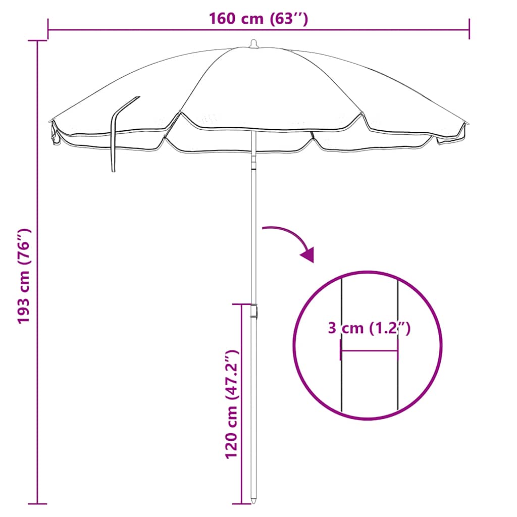 Parasol met stalen paal 180 cm zandkleurig is nu te koop bij PeponiXL, paradijselijk wonen!