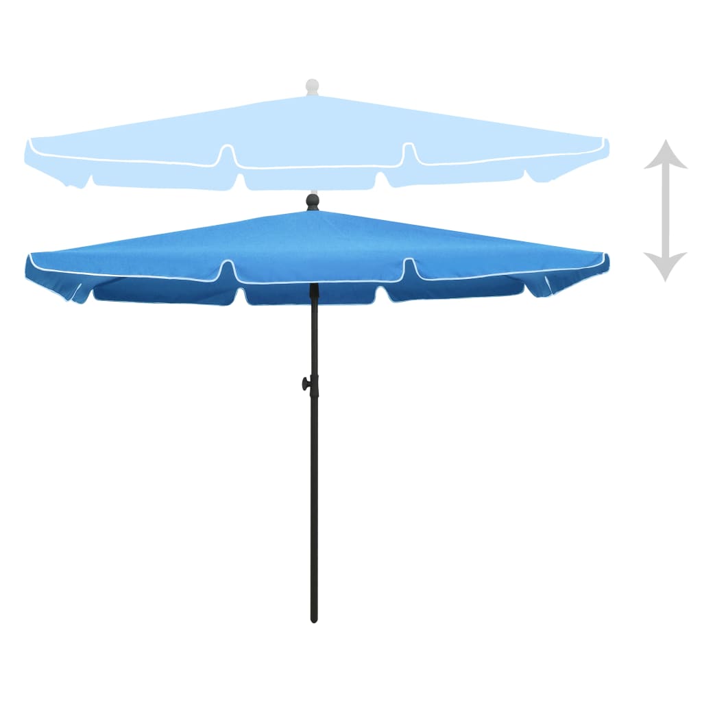 Parasol met paal 210x140 cm azuurblauw is nu te koop bij PeponiXL, paradijselijk wonen!