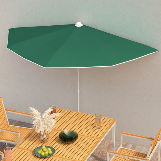 Parasol half met paal 180x90 cm groen is nu te koop bij PeponiXL, paradijselijk wonen!