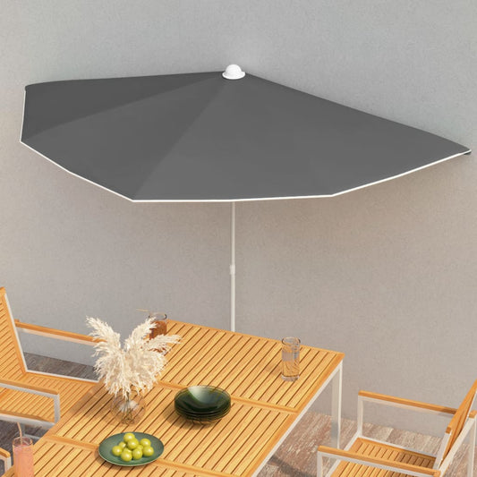 Parasol half met paal 180x90 cm antracietkleurig is nu te koop bij PeponiXL, paradijselijk wonen!