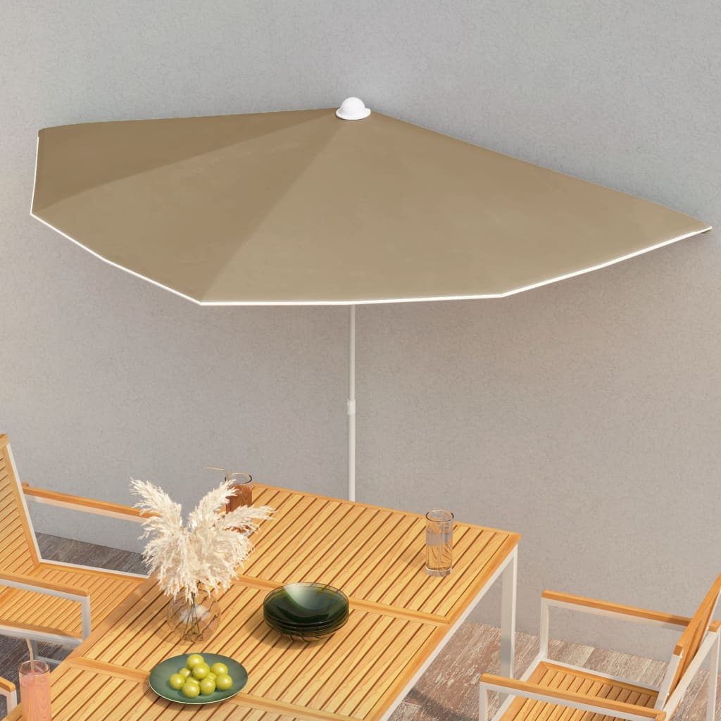 Parasol half met paal 180x90 cm taupe is nu te koop bij PeponiXL, paradijselijk wonen!